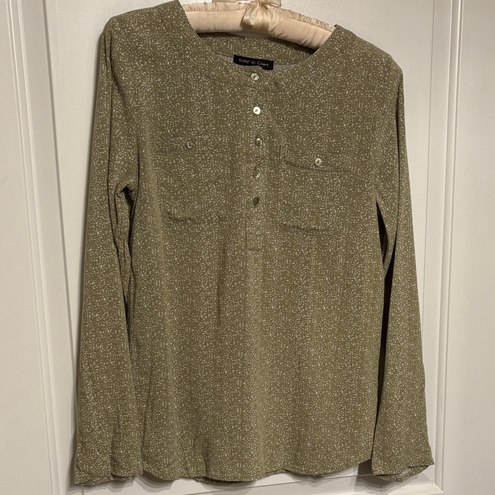 Violet & Claire Olive Button Down Shirt Women’s Small Cottagecore.